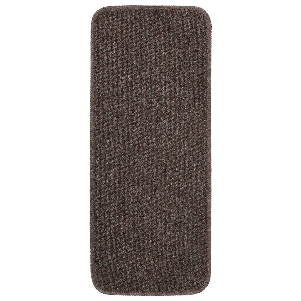 vidaXL Tapis escalier antidérapants 15pcs 60x25cm Marron Rectangulaire
