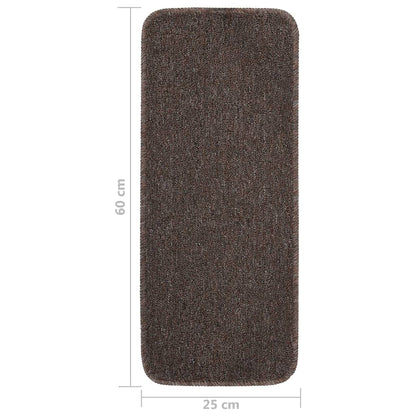 vidaXL Tapis escalier antidérapants 15pcs 60x25cm Marron Rectangulaire