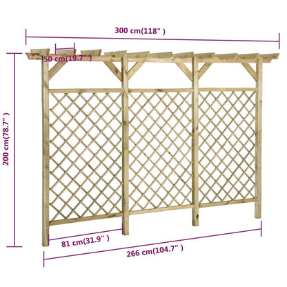 vidaXL Clôture à treillis de jardin avec pergola 300x50x200 cm Pin