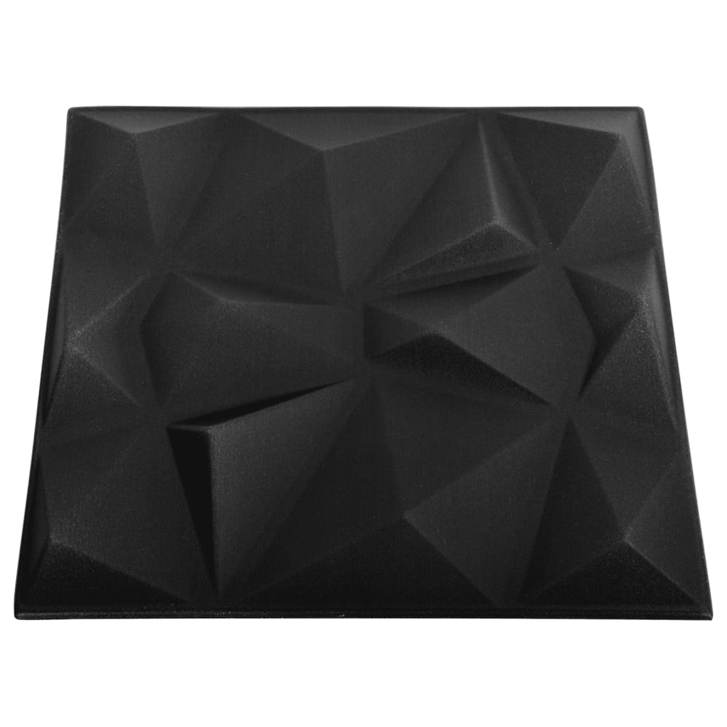 vidaXL Panneaux muraux 3D 48 pcs 50x50 cm Noir diamant 12 m²