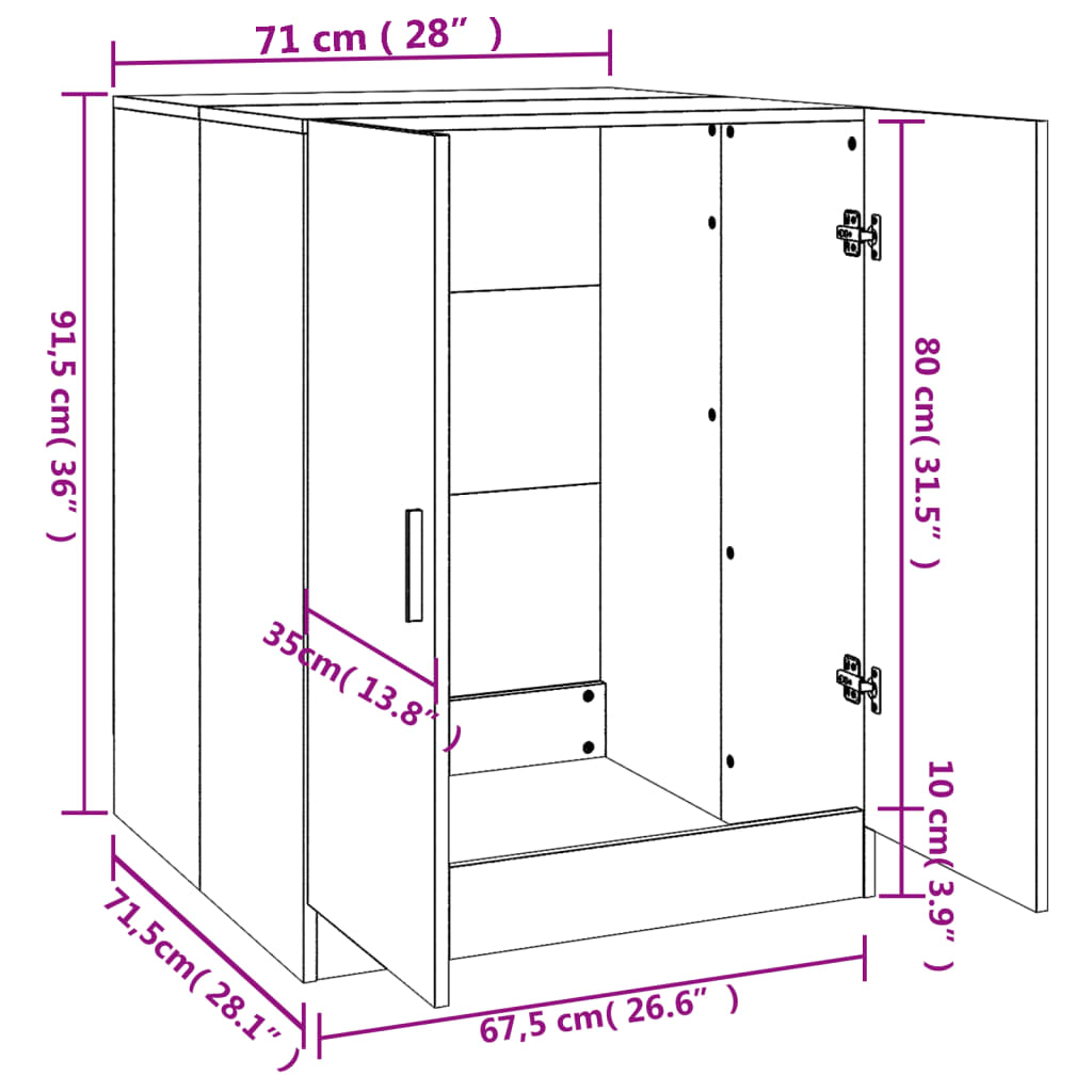 vidaXL Meuble pour machine à laver Chêne fumé 71x71,5x91,5 cm