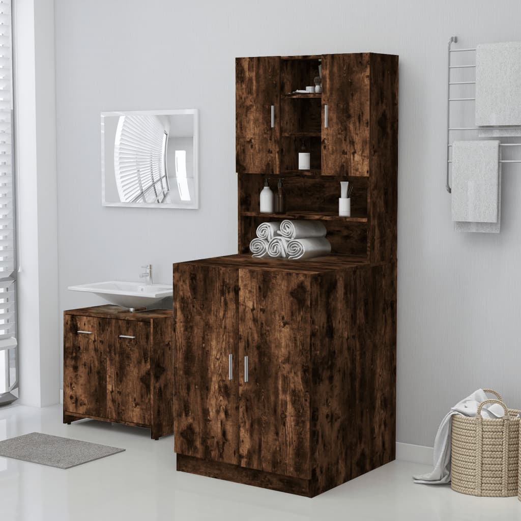 vidaXL Meuble pour machine à laver Chêne fumé 71x71,5x91,5 cm