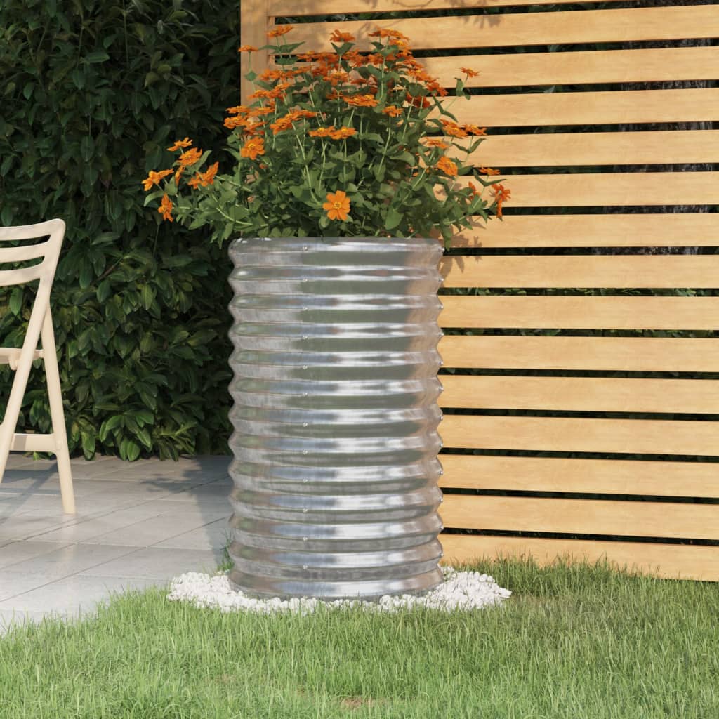 vidaXL Jardinière de jardin Acier enduit de poudre 40x40x68 cm Argenté