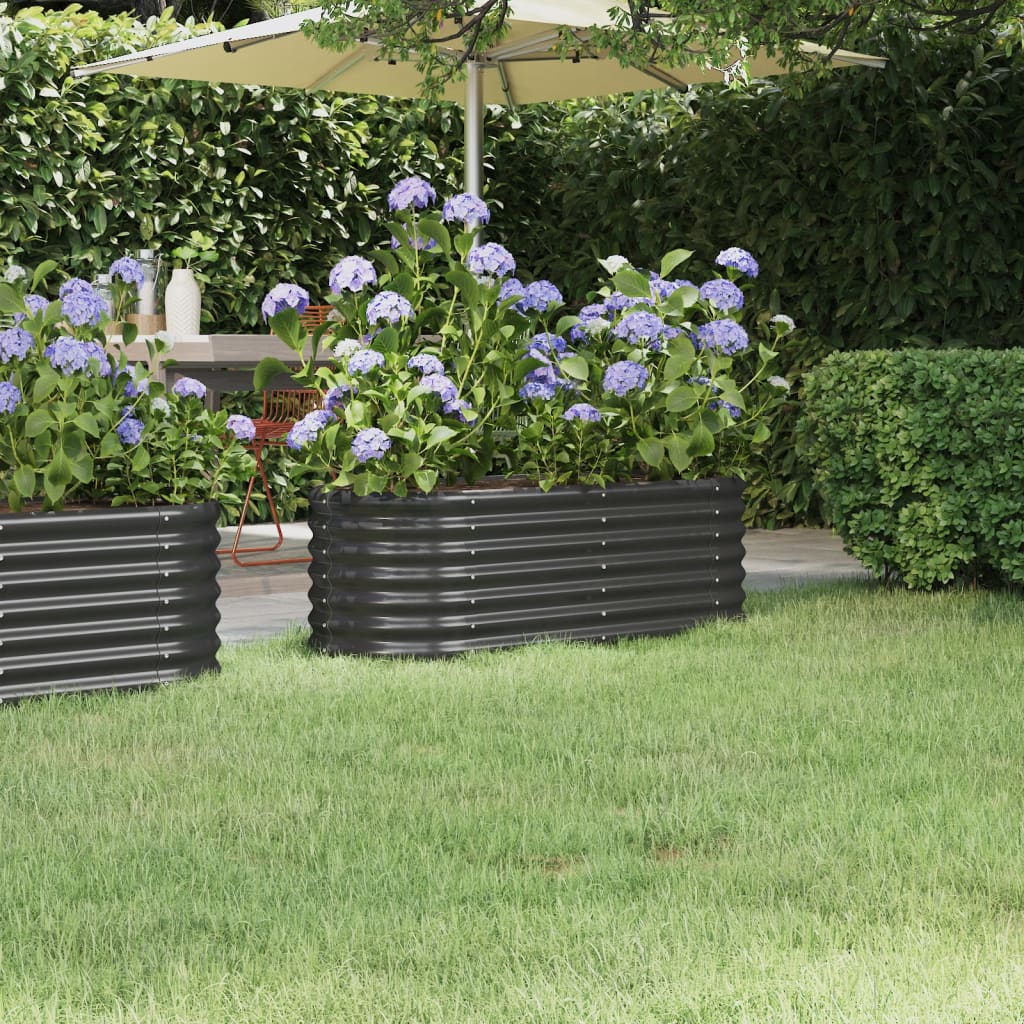 vidaXL Lit surélevé de jardin Acier enduit de poudre Anthracite