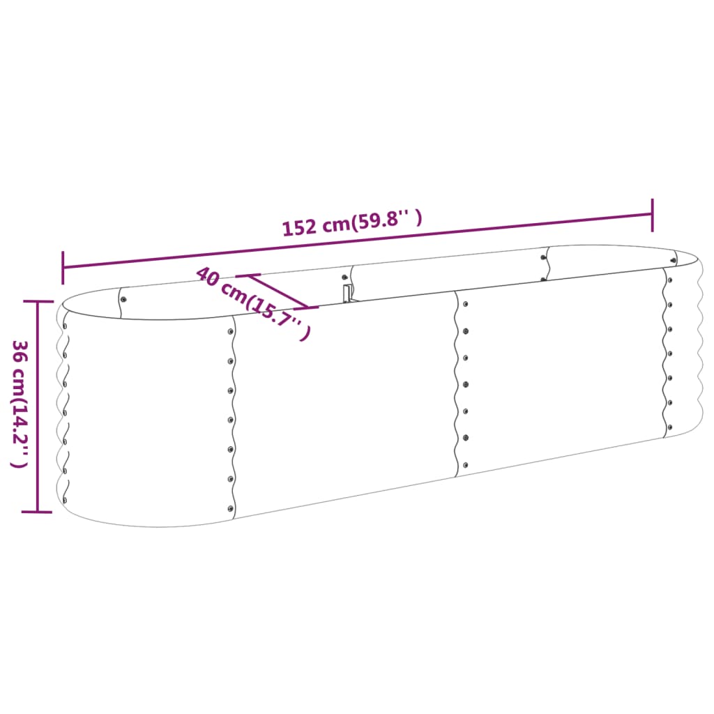 vidaXL Lit surélevé de jardin Acier enduit de poudre 152x40x36 cm Vert