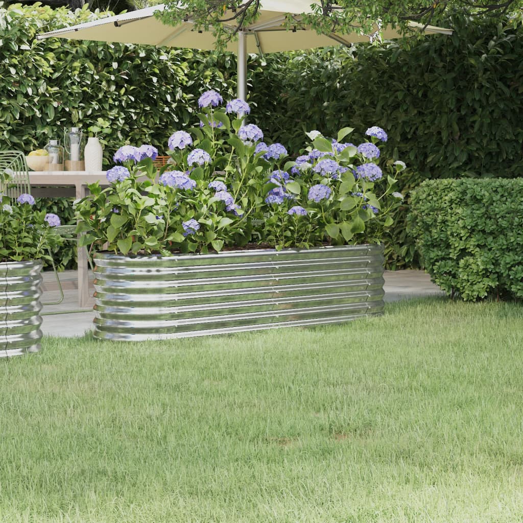 vidaXL Lit surélevé de jardin Acier enduit de poudre Argenté