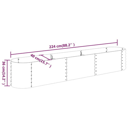 vidaXL Lit surélevé de jardin Acier enduit de poudre 224x40x36 cm gris