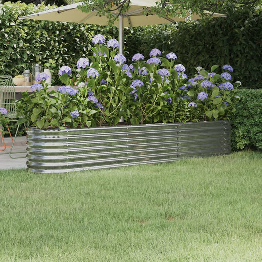 vidaXL Lit surélevé de jardin Acier enduit de poudre Argenté