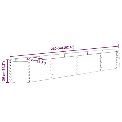 vidaXL Lit surélevé de jardin Acier enduit de poudre 260x40x36 cm gris