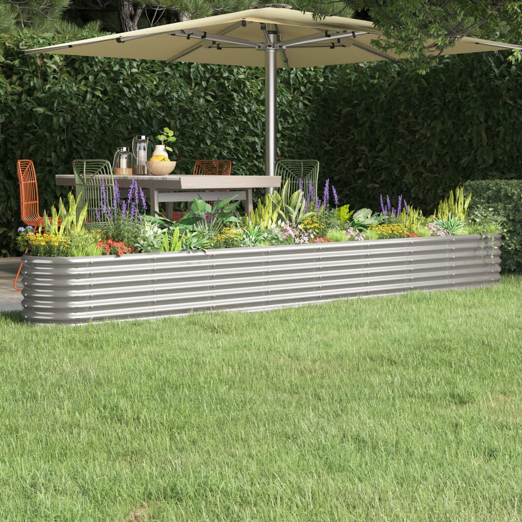 vidaXL Lit surélevé de jardin Acier enduit de poudre Argenté