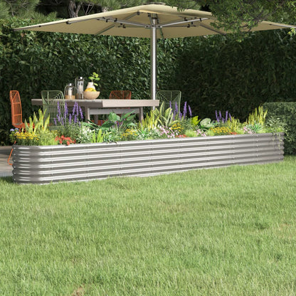 vidaXL Lit surélevé de jardin Acier enduit de poudre Argenté