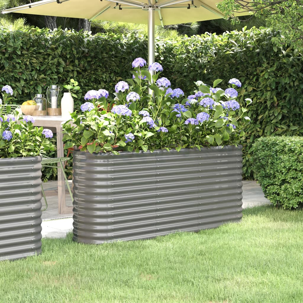 vidaXL Lit surélevé de jardin Acier enduit de poudre 152x40x68 cm gris