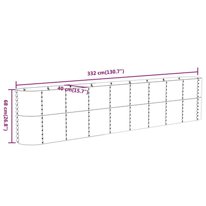 vidaXL Lit surélevé de jardin Acier enduit de poudre 332x40x68 cm gris