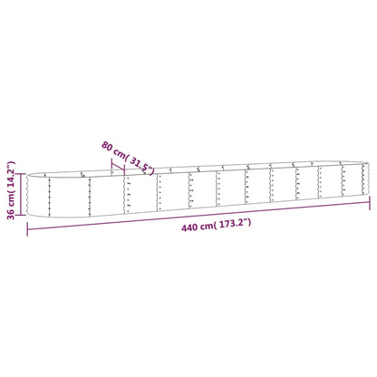 vidaXL Lit surélevé de jardin Acier enduit de poudre 440x80x36 cm gris