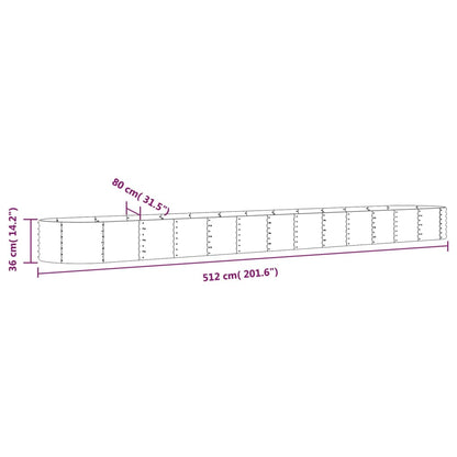 vidaXL Lit surélevé de jardin Acier enduit de poudre 512x80x36 cm Vert