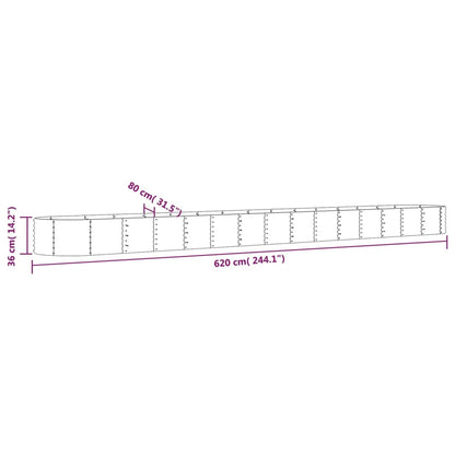 vidaXL Lit surélevé de jardin Acier enduit de poudre 620x80x36 cm Vert
