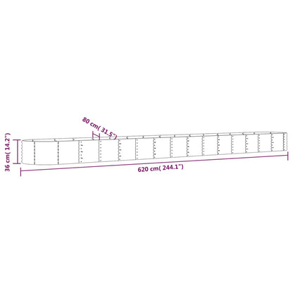 vidaXL Lit surélevé de jardin Acier enduit de poudre 620x80x36 cm gris