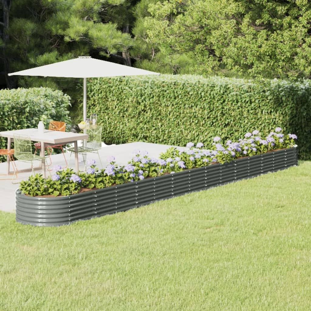 vidaXL Lit surélevé de jardin Acier enduit de poudre 620x80x36 cm gris