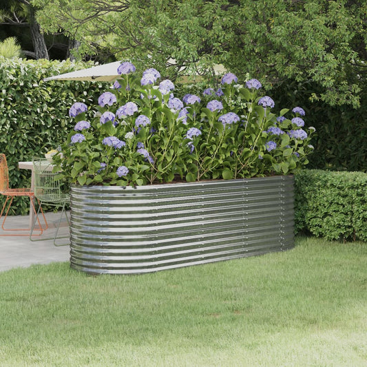 vidaXL Lit surélevé de jardin Acier enduit de poudre Argenté