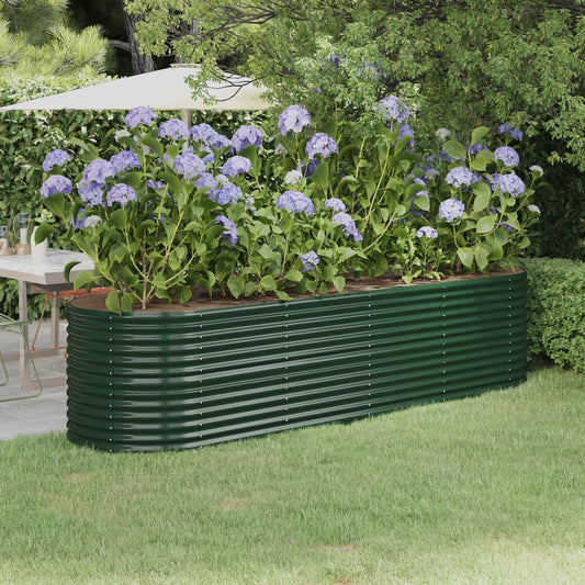 vidaXL Lit surélevé de jardin Acier enduit de poudre 296x80x68 cm Vert