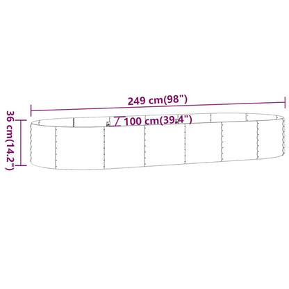 vidaXL Lit surélevé de jardin Acier enduit de poudre 249x100x36cm gris