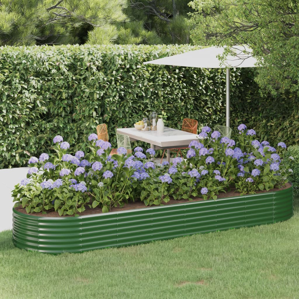 vidaXL Lit surélevé de jardin Acier enduit de poudre 322x100x36cm Vert
