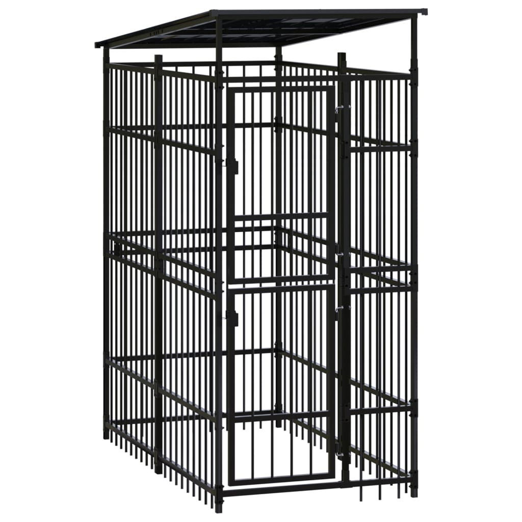 vidaXL Chenil d'extérieur avec toit pour chiens Acier 1,84 m²