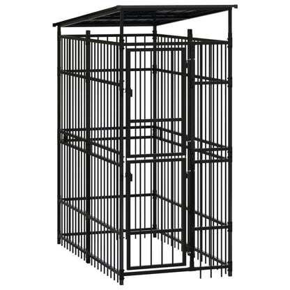 vidaXL Chenil d'extérieur avec toit pour chiens Acier 1,84 m²