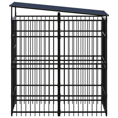 vidaXL Chenil d'extérieur avec toit pour chiens Acier 1,84 m²