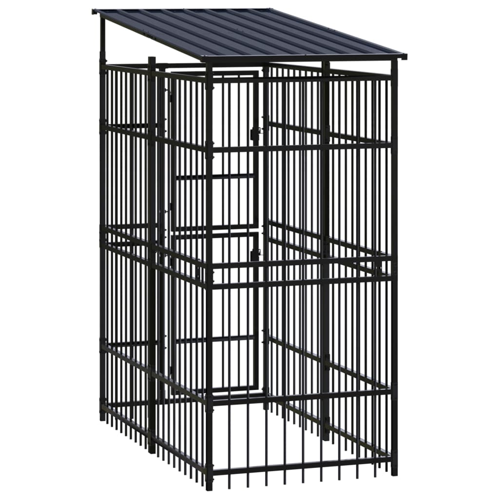 vidaXL Chenil d'extérieur avec toit pour chiens Acier 1,84 m²