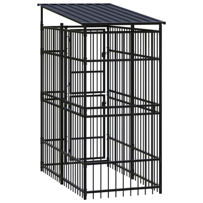 vidaXL Chenil d'extérieur avec toit pour chiens Acier 1,84 m²