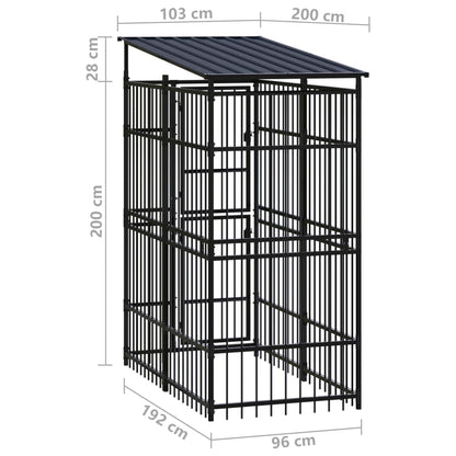 vidaXL Chenil d'extérieur avec toit pour chiens Acier 1,84 m²