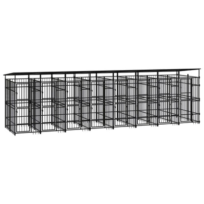 vidaXL Chenil d'extérieur avec toit pour chiens Acier 14,75 m²