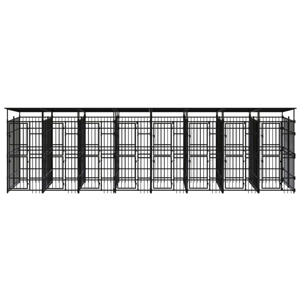 vidaXL Chenil d'extérieur avec toit pour chiens Acier 14,75 m²