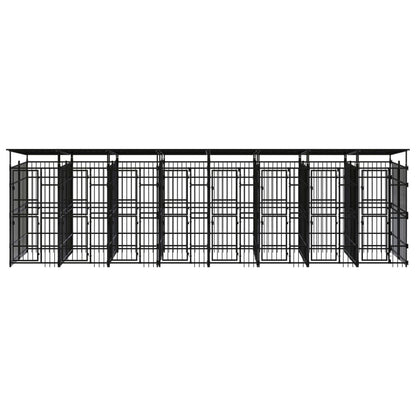 vidaXL Chenil d'extérieur avec toit pour chiens Acier 14,75 m²