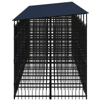 vidaXL Chenil d'extérieur avec toit pour chiens Acier 14,75 m²