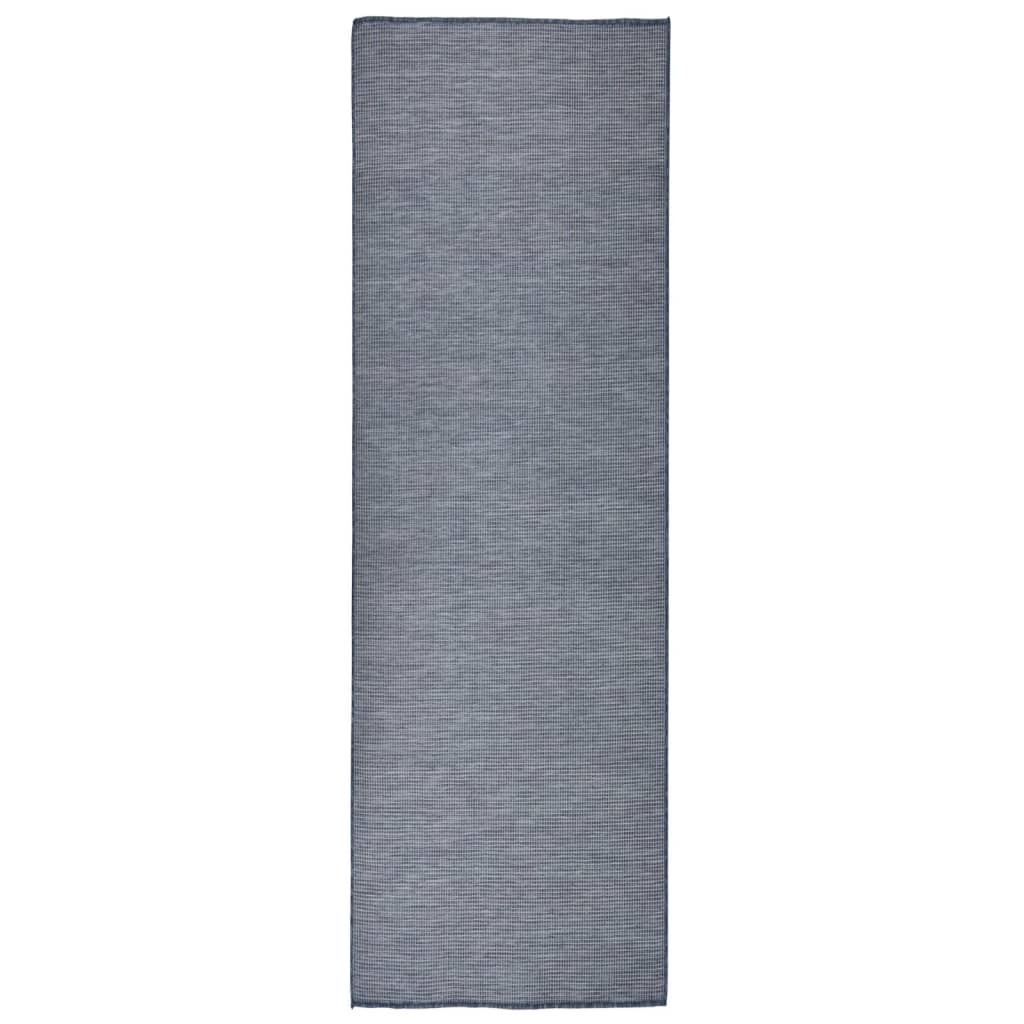 vidaXL Tapis à tissage plat d'extérieur 80x250 cm Bleu