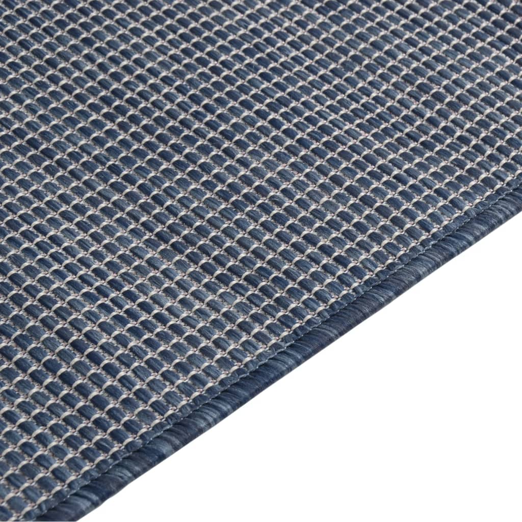 vidaXL Tapis à tissage plat d'extérieur 80x250 cm Bleu