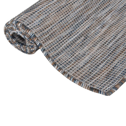 vidaXL Tapis à tissage plat d'extérieur 80x250 cm Marron et bleu