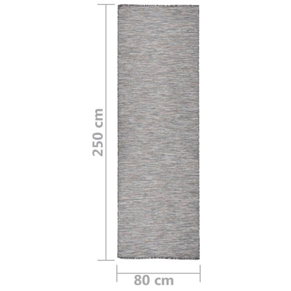 vidaXL Tapis à tissage plat d'extérieur 80x250 cm Marron et bleu