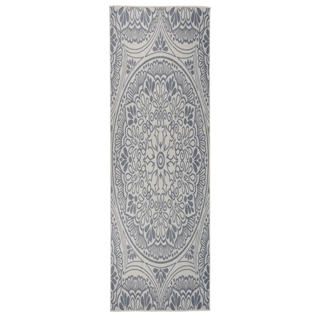 vidaXL Tapis à tissage plat d'extérieur 80x250 cm Motif bleu