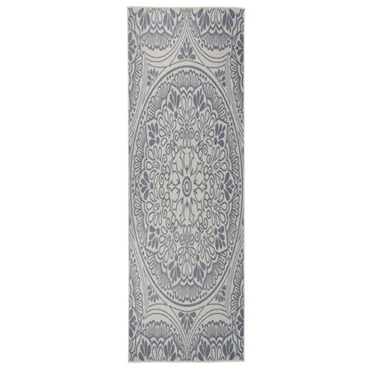 vidaXL Tapis à tissage plat d'extérieur 80x250 cm Motif bleu