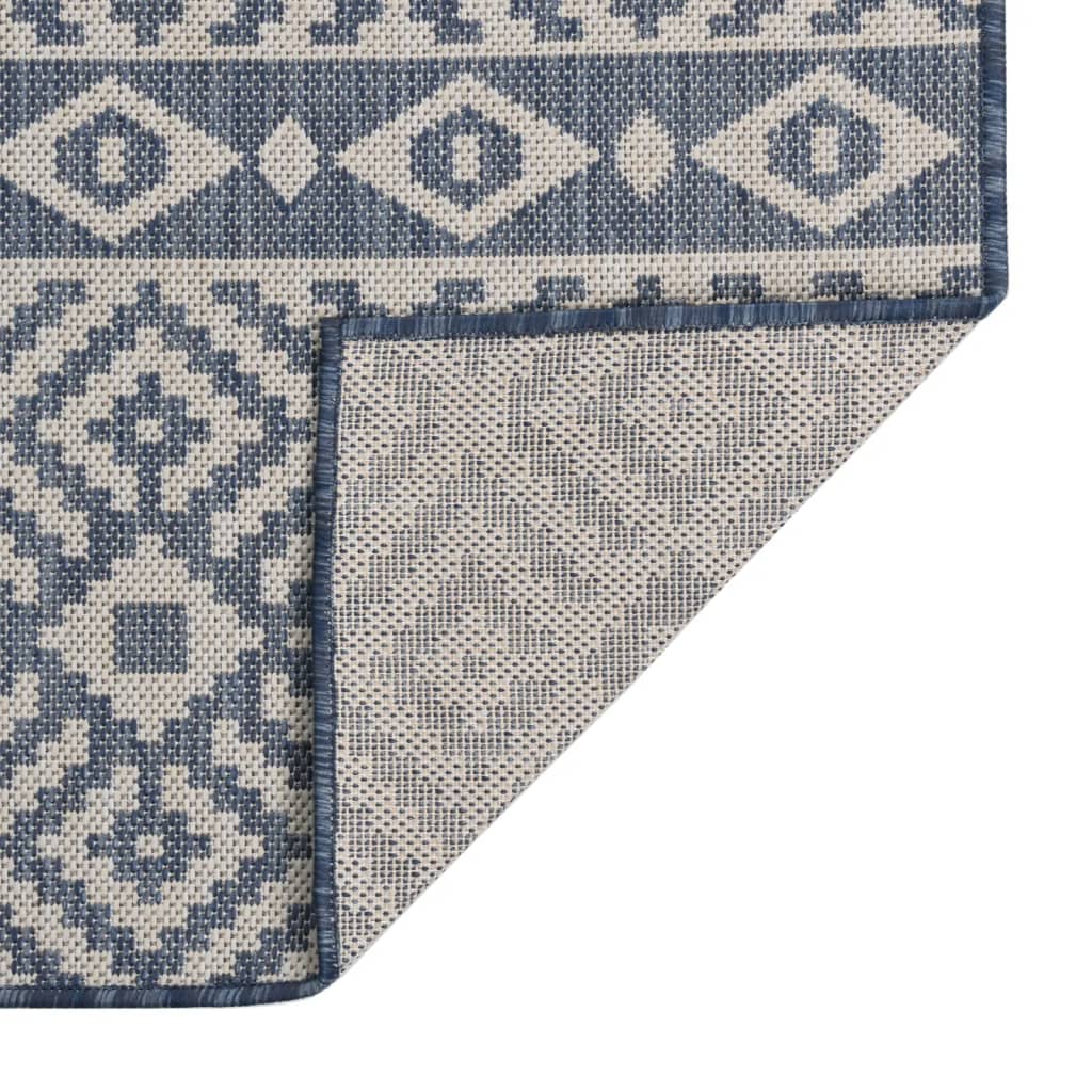 vidaXL Tapis à tissage plat d'extérieur 80x250 cm Rayures bleues