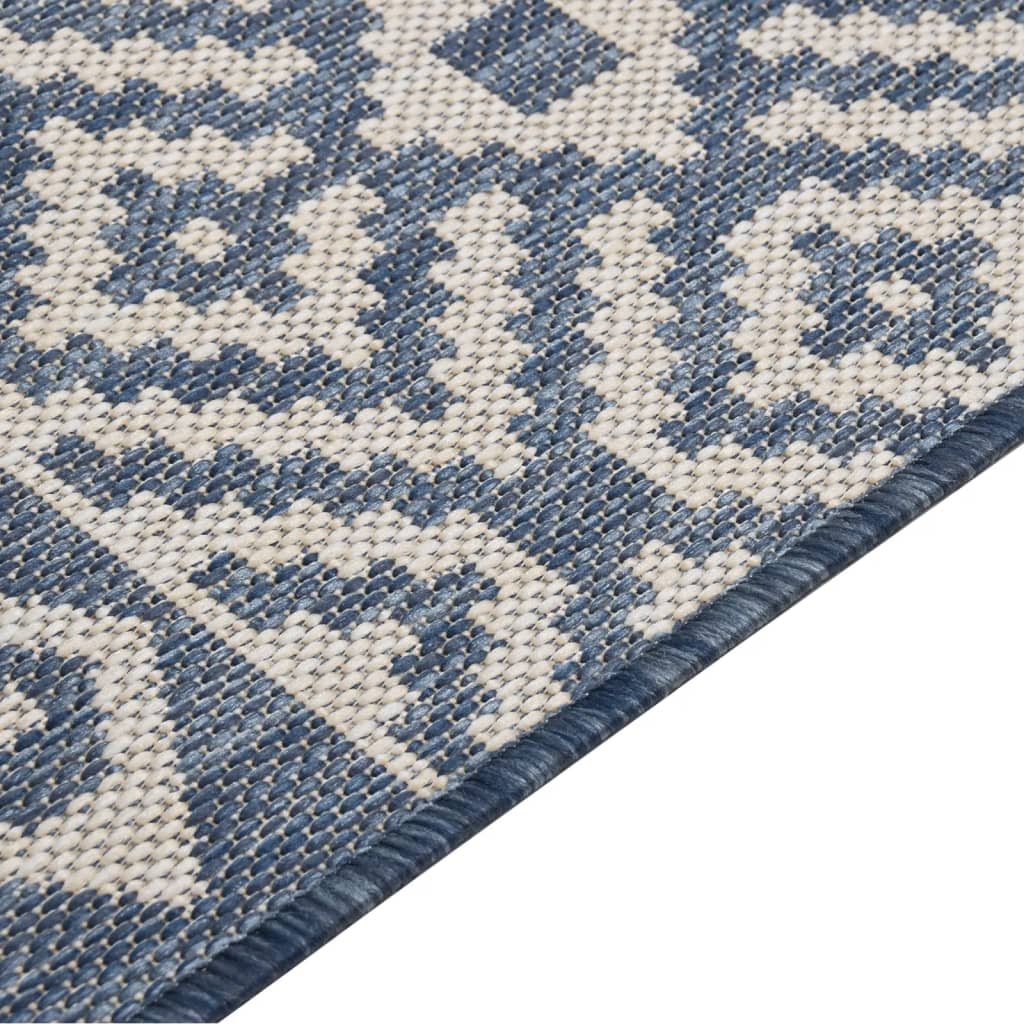 vidaXL Tapis à tissage plat d'extérieur 80x250 cm Rayures bleues