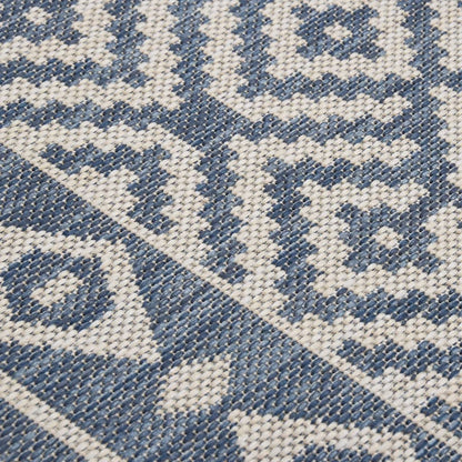 vidaXL Tapis à tissage plat d'extérieur 80x250 cm Rayures bleues
