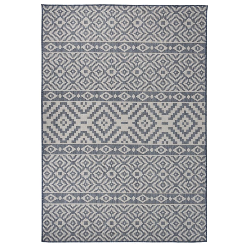 vidaXL Tapis à tissage plat d'extérieur 160x230 cm Rayures bleues