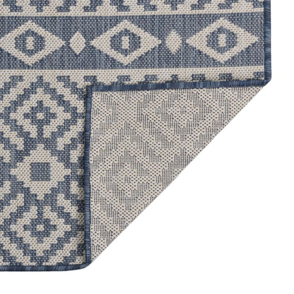 vidaXL Tapis à tissage plat d'extérieur 160x230 cm Rayures bleues