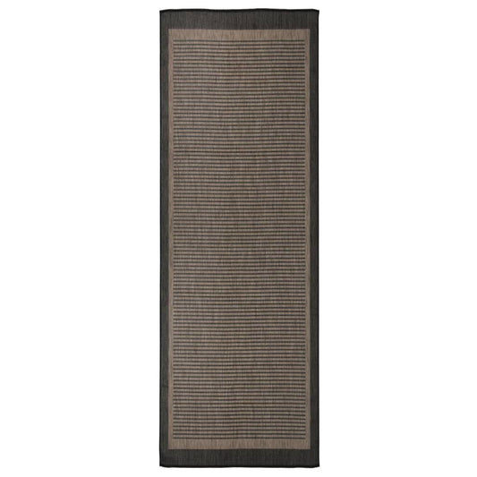 vidaXL Tapis à tissage plat d'extérieur 80x250 cm Marron foncé