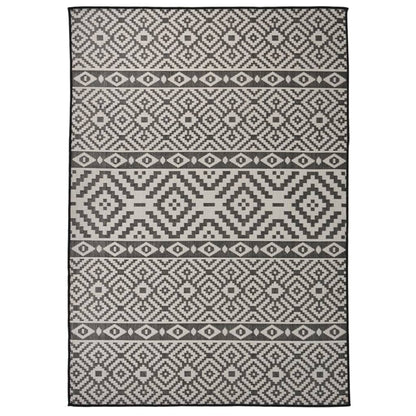 vidaXL Tapis à tissage plat d'extérieur 140x200 cm Rayures noires