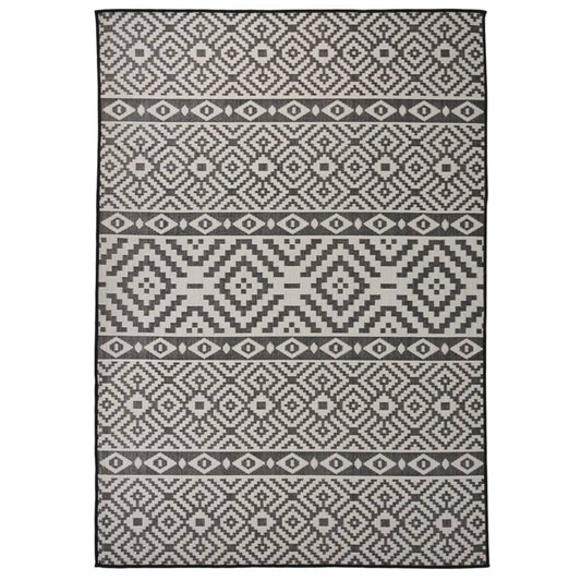 vidaXL Tapis à tissage plat d'extérieur 140x200 cm Rayures noires